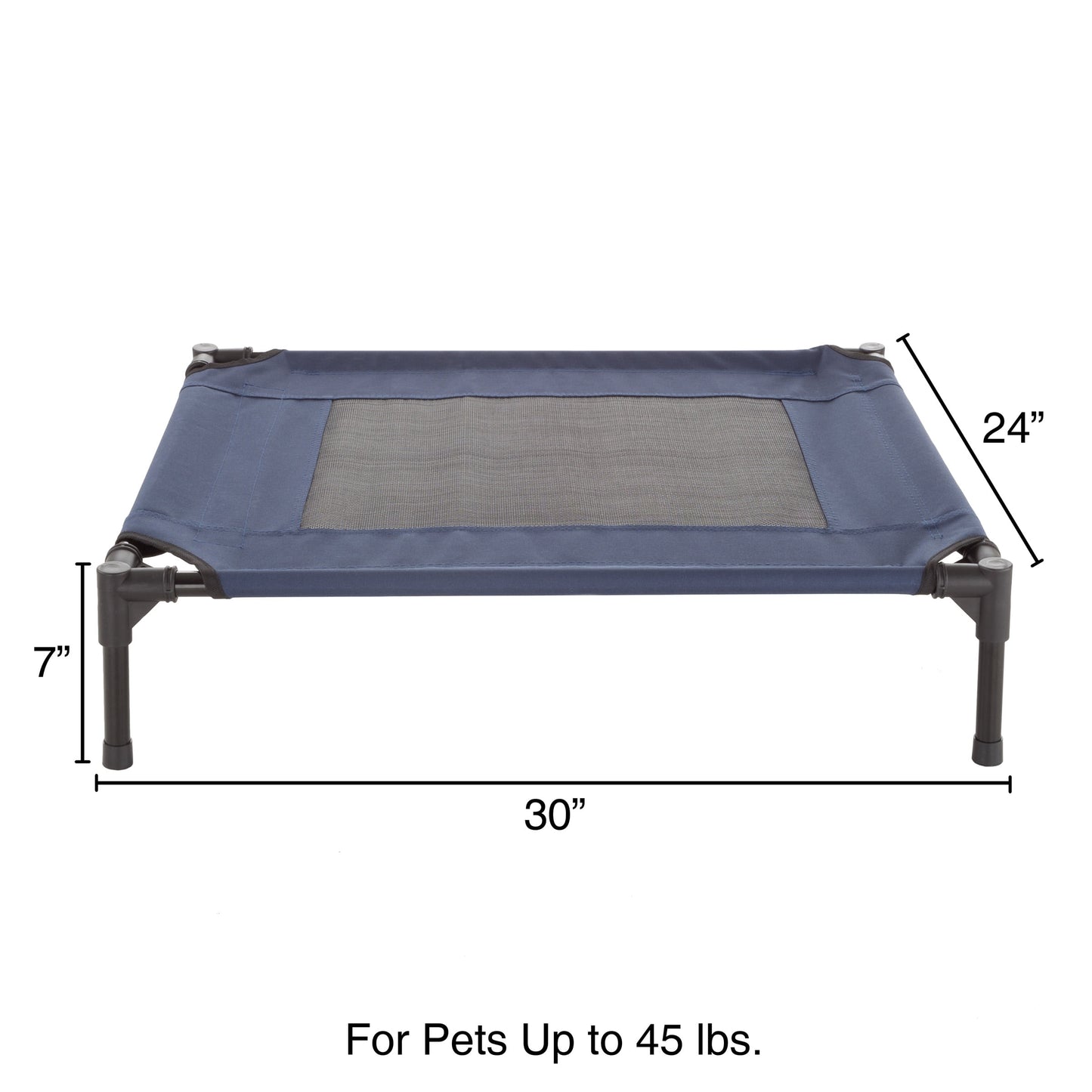 30X24 Portable Elevated Pet Bed with Non-Slip Feet - Dog Bed for Pets up to 50Lbs (Blue)